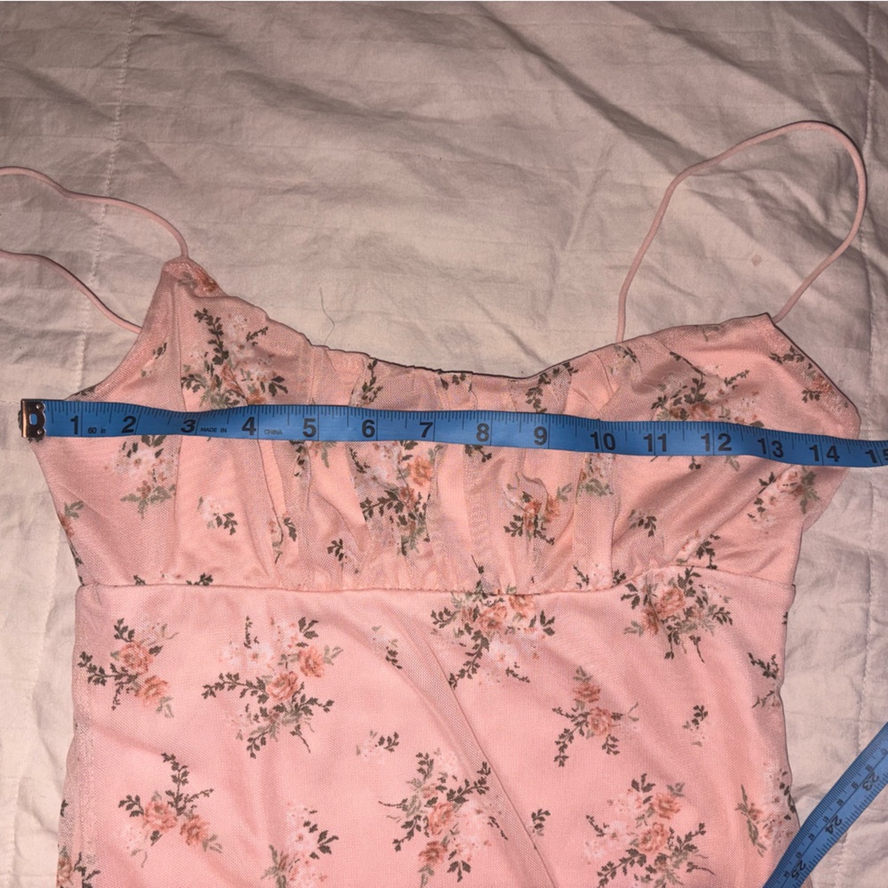 Vintage 90s babydoll  Pink Floral Slip Mini Dress Medium - Picture 3 of 8